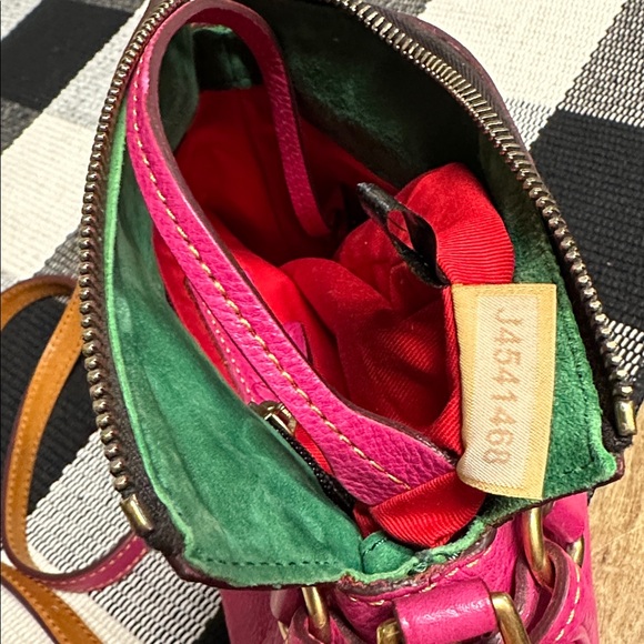 Dooney & Bourke great shape mini Florentine hot pink smooth pebbled leather bag - Picture 13 of 14